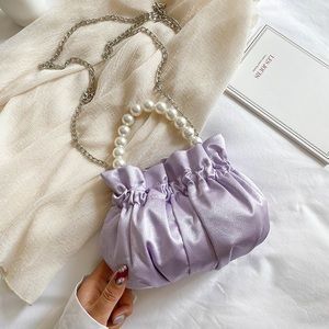 Wrinkle Cloud Bag Pearl Cross Chain Purse